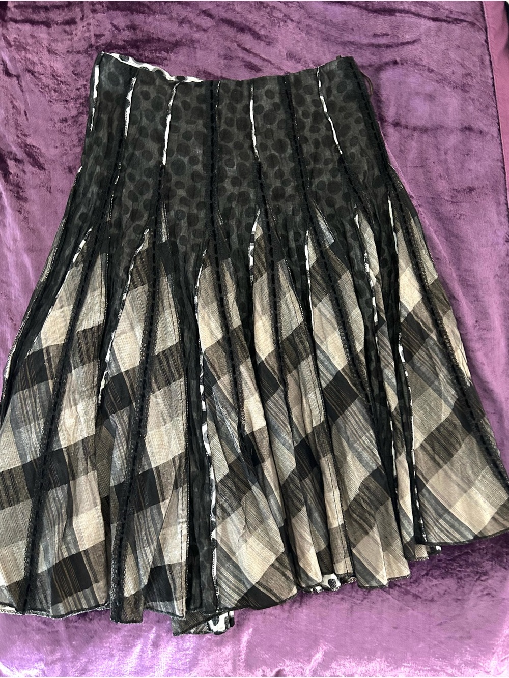 Hazel Black and White Plaid /Swing Pleated Circle Skirt - Picture 9 of 13